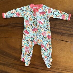 Honest Baby Like New Floral Baby Girl Footed Pajama Organic Cotton 0-3M.